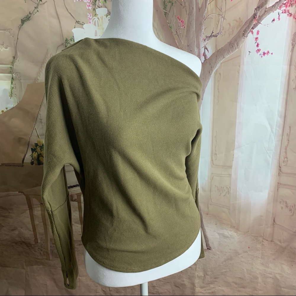 NEW FREE PEOPLE Fuji Off the Fuji Off the Shoulder Thermal Top in Earth … - Picture 5 of 13